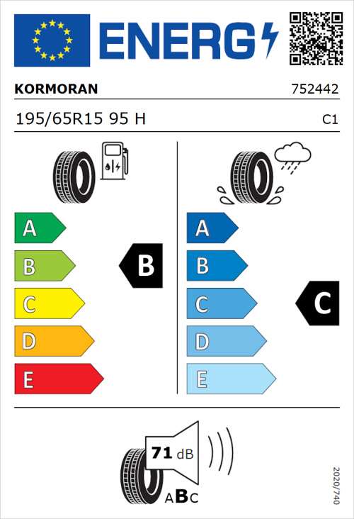Tyre Label for Kormoran Summer 3 195/65R15 95H